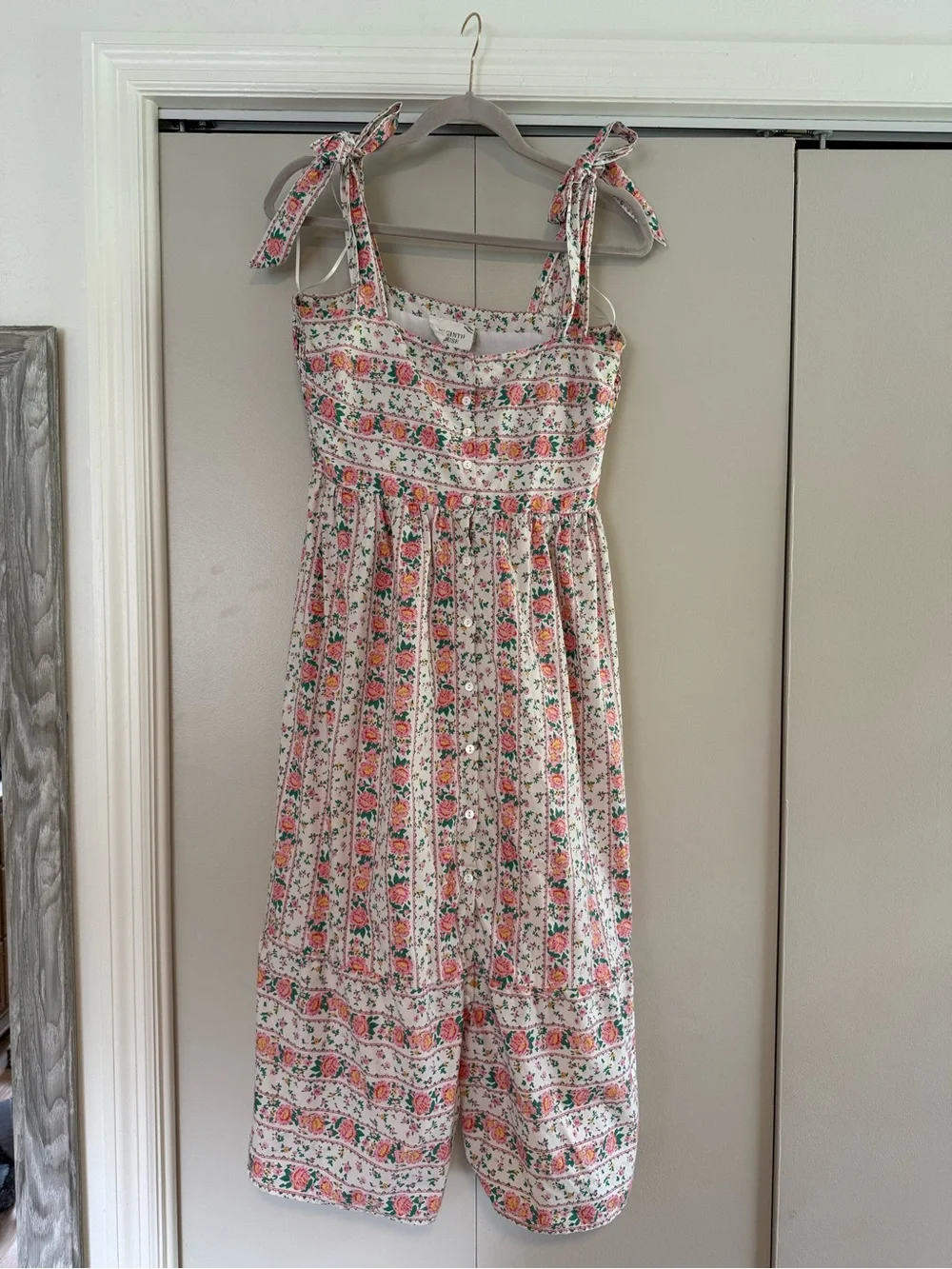 Tuckernuck White Midi Dress with Pink and Green Floral Print - Picture 6 of 12